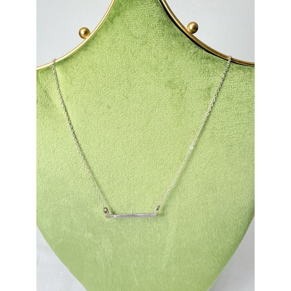 Lisa Leonard Sterling Silver Necklace &April Birthstone Bar Pendant 18”
